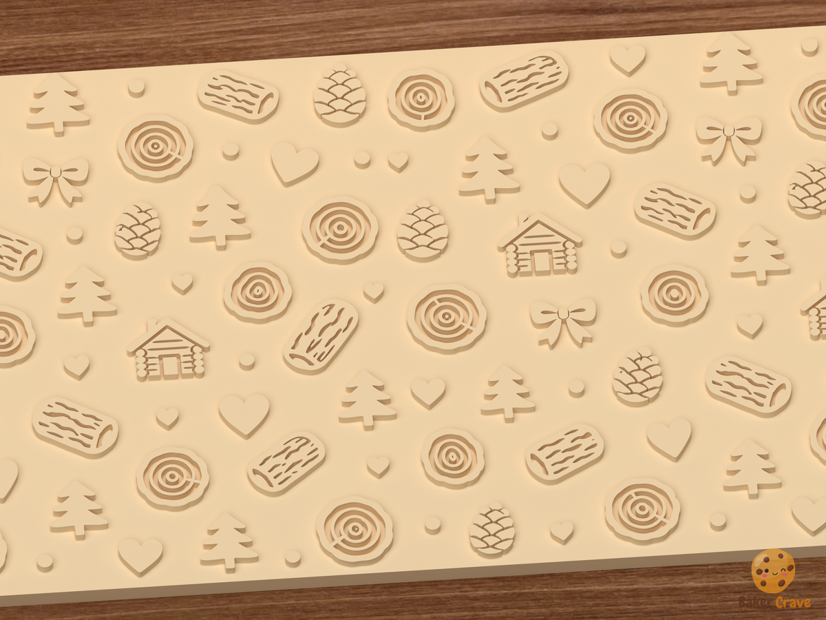Rustic Woodland Cabin Textured Roller - 02 close detail emboss