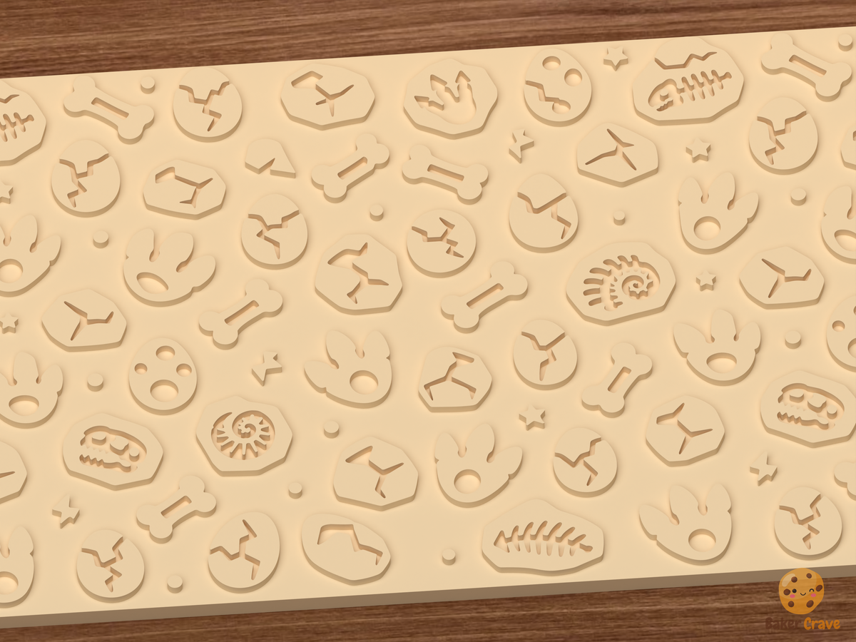 Dinosaur Fossil Textured Roller STL File - 02 close detail emboss