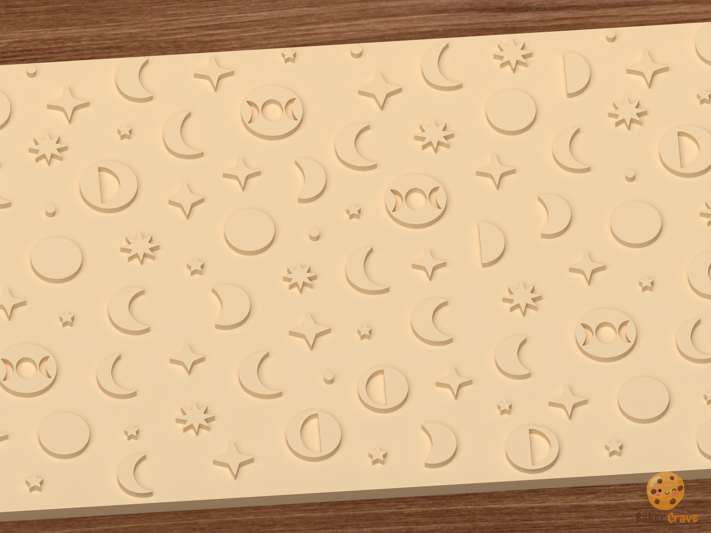 Celestial Moon Phases Textured Roller STL File - 02 close detail emboss