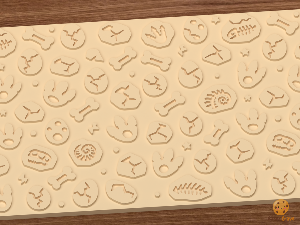 Dinosaur Fossil Textured Roller STL File - 02 close detail emboss