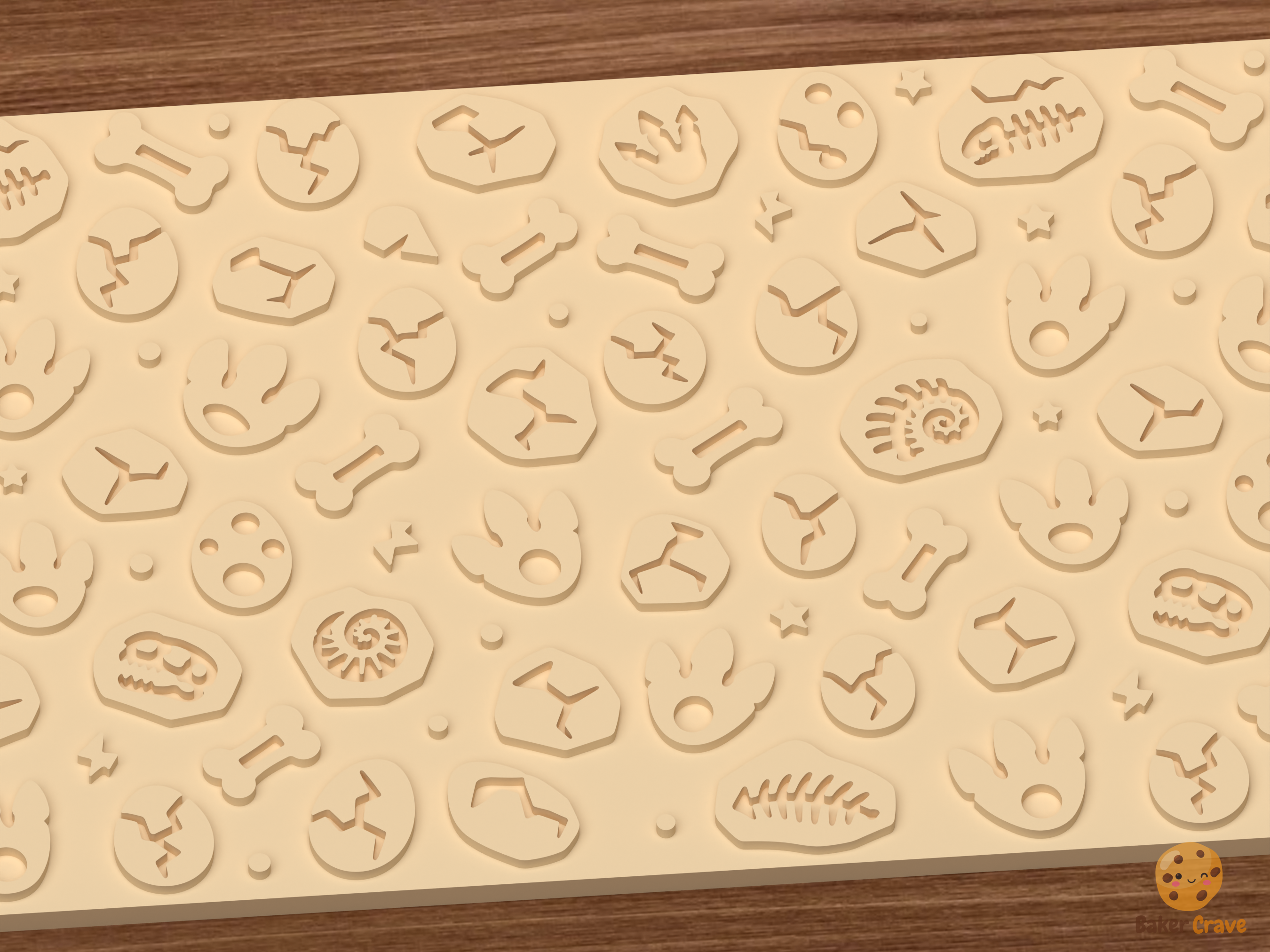 Dinosaur Fossil Textured Roller STL File - 02 close detail emboss