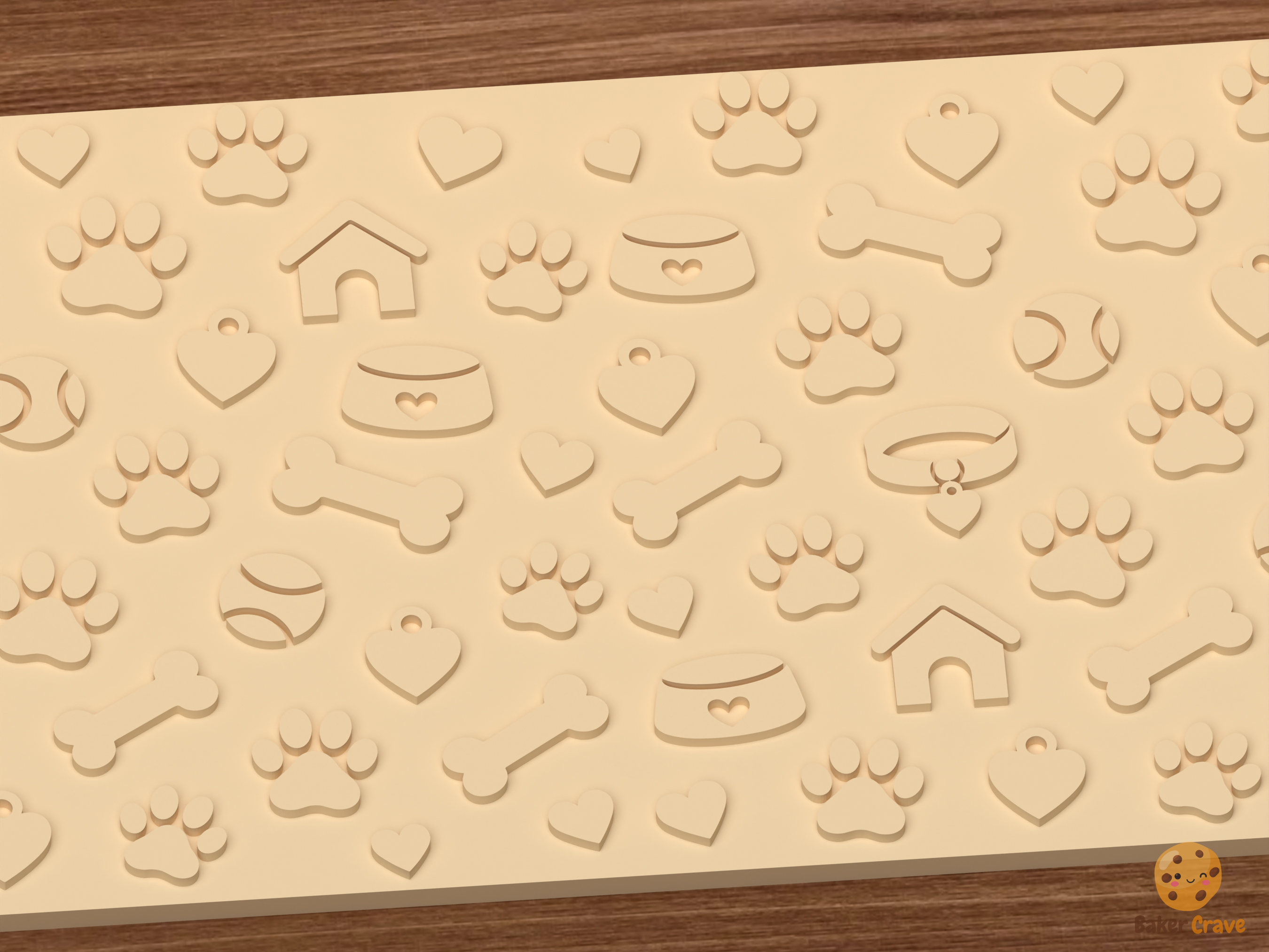 Dog Pet Textured Roller STL File - 02 close detail emboss