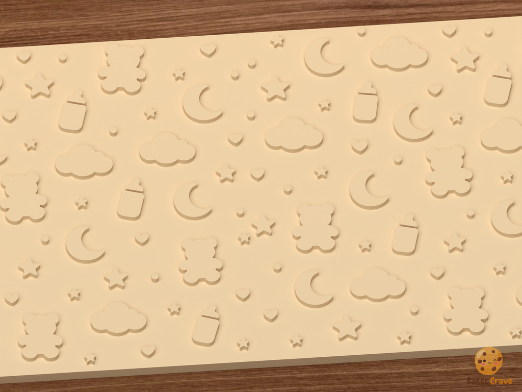 Baby Nursery Night Sky Textured Roller STL File - 02 close detail emboss