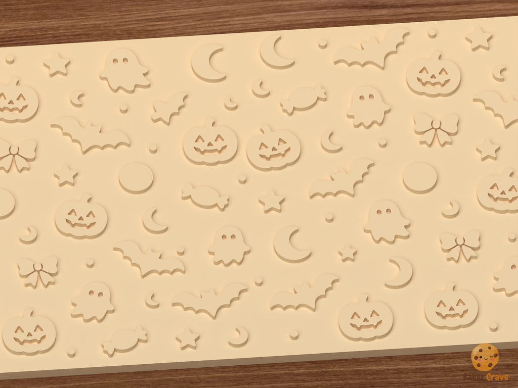 Halloween Spooky Icons Textured Roller STL File - 02 close detail emboss