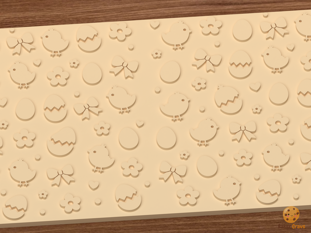 Easter Chick Textured Roller STL File - 02 close detail emboss