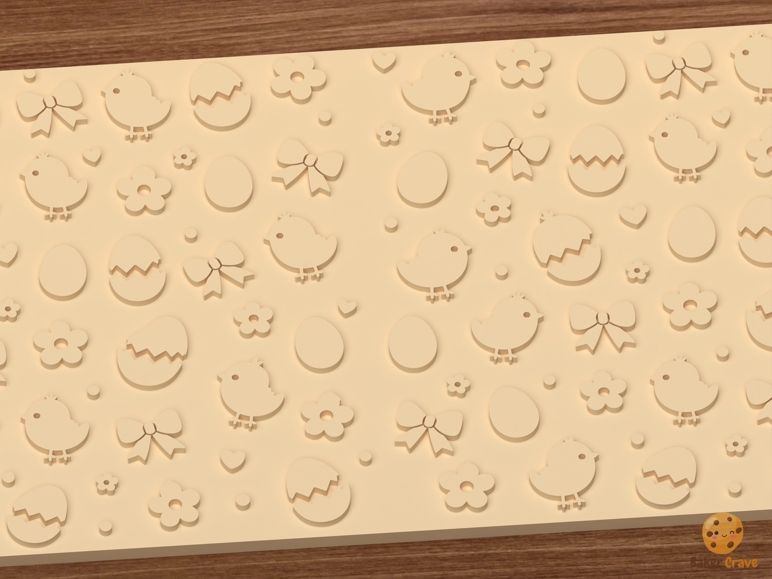 Easter Chick Textured Roller STL File - 02 close detail emboss