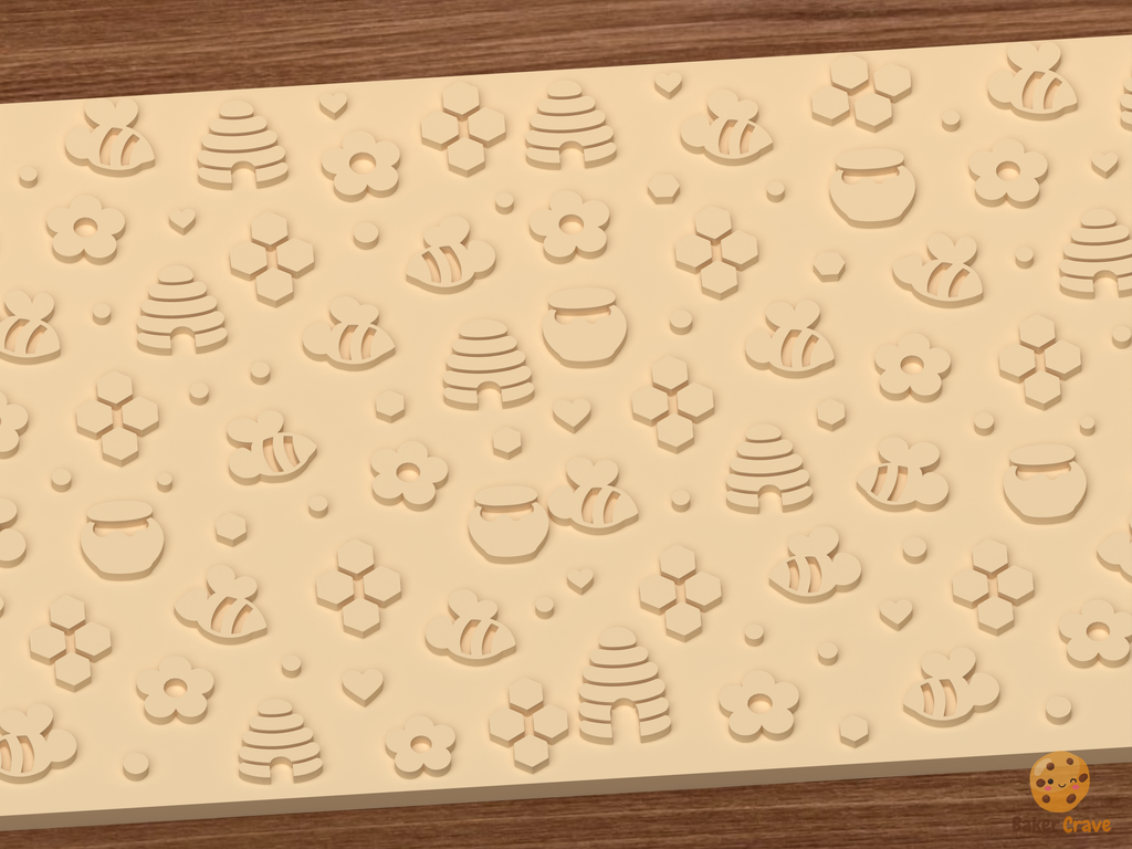 Honey Bee Garden Textured Roller STL File - 02 close detail emboss