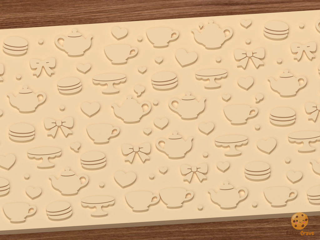 Tea Party Textured Roller STL File - 02 close detail emboss
