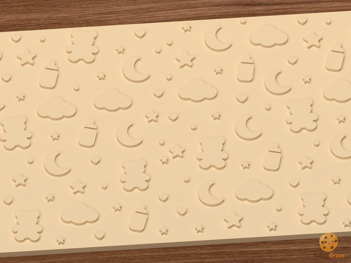 Baby Nursery Night Sky Textured Roller - 02 close detail emboss