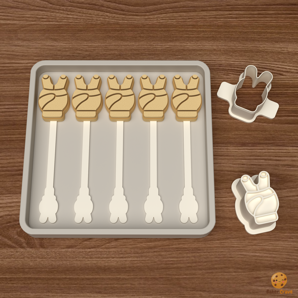 Peace Sign Hand Cake Pop Mold STL File