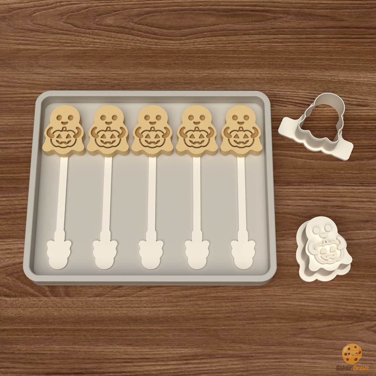 Ghost Holding Pumpkin Cake Pop Mold STL File