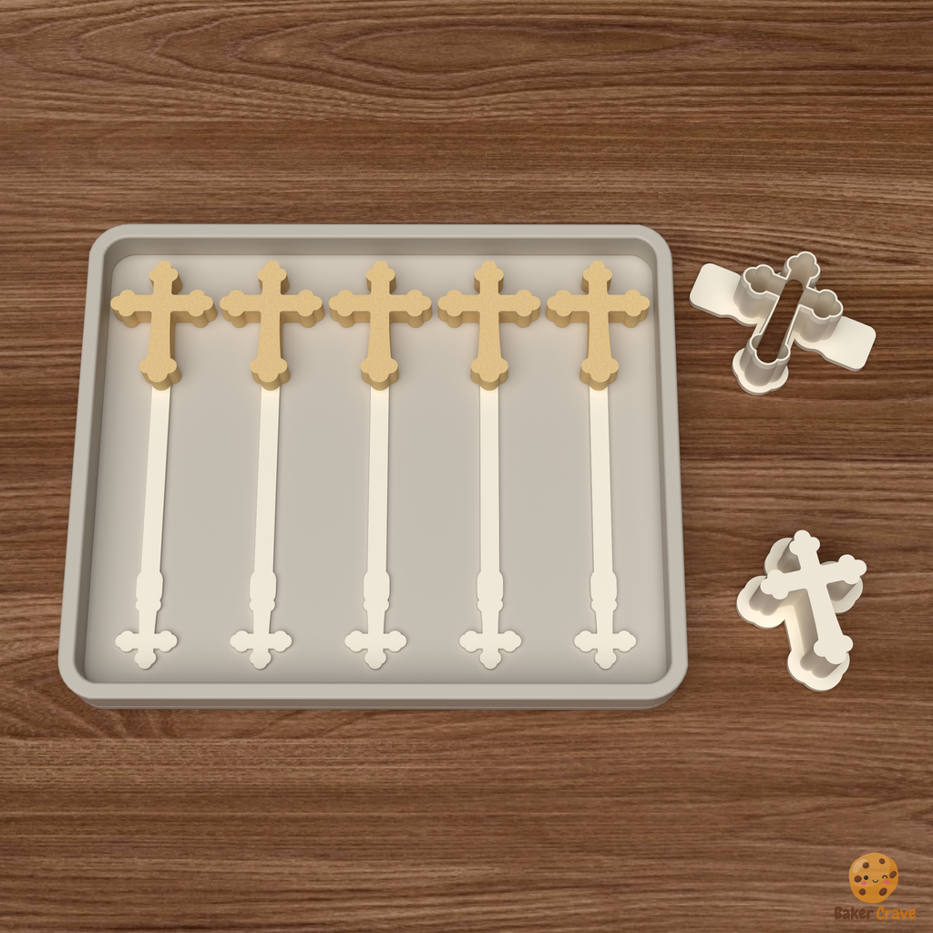 Ornate Trefoil Cross Cake Pop Mold STL File