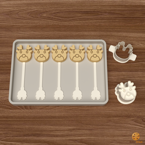 Antlered Reindeer Face No Hat Cake Pop Mold STL File