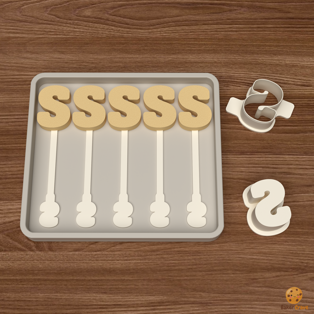 Letter S Cake Pop Mold STL File