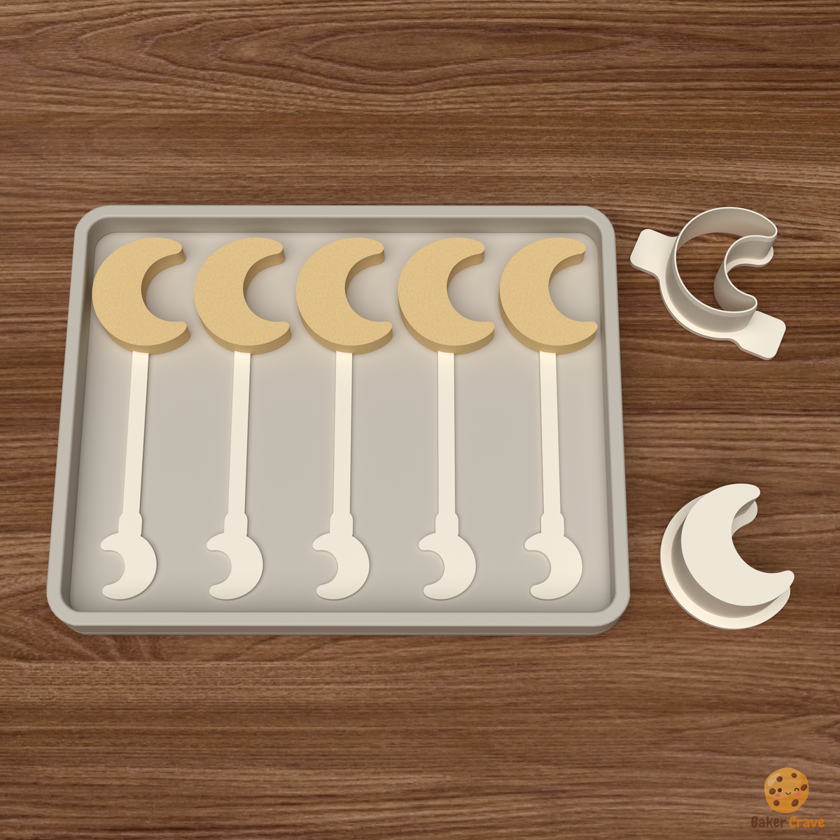 Crescent Moon Cake Pop Mold STL File