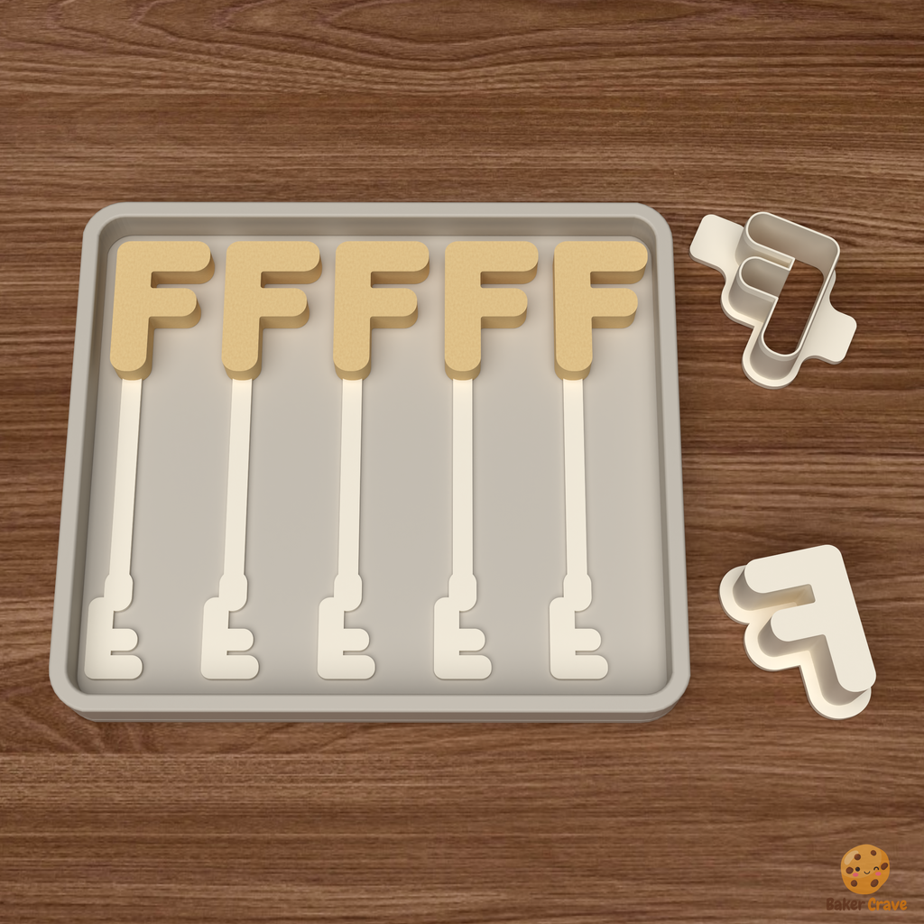Letter F Cake Pop Mold STL File