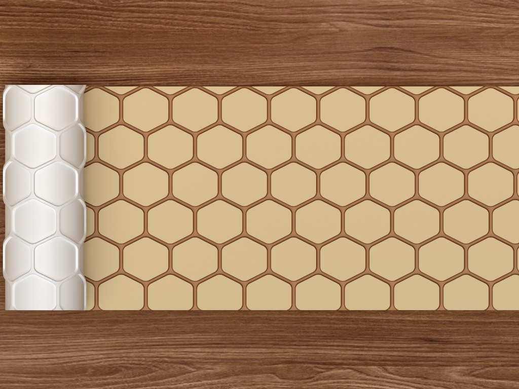 Honeycomb Hexagon Textured Roller STL File - 02 wide shot deboss colored