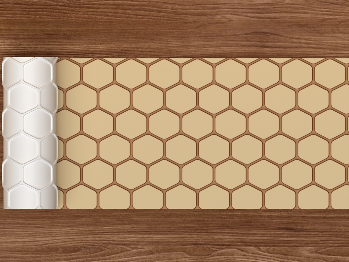 Honeycomb Hexagon Textured Roller STL File - 02 wide shot deboss colored