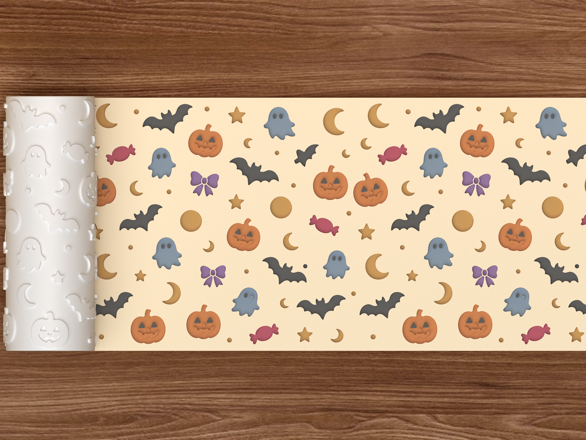 Halloween Spooky Icons Textured Roller - 02 wide shot deboss colored