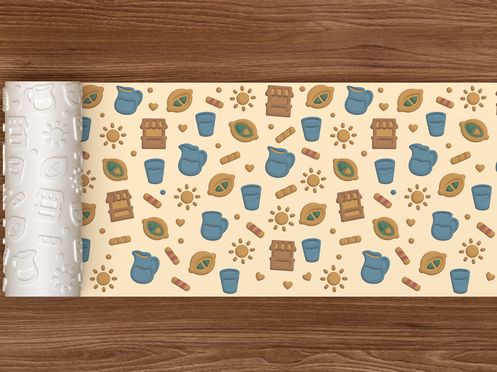 Lemonade Stand Textured Roller STL File - 02 wide shot deboss colored