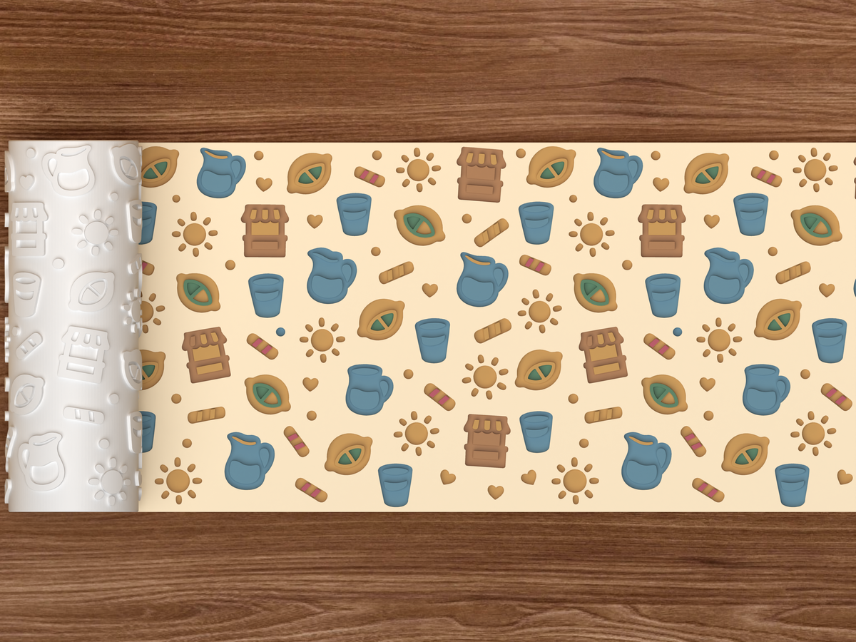 Lemonade Stand Textured Roller STL File - 02 wide shot deboss colored