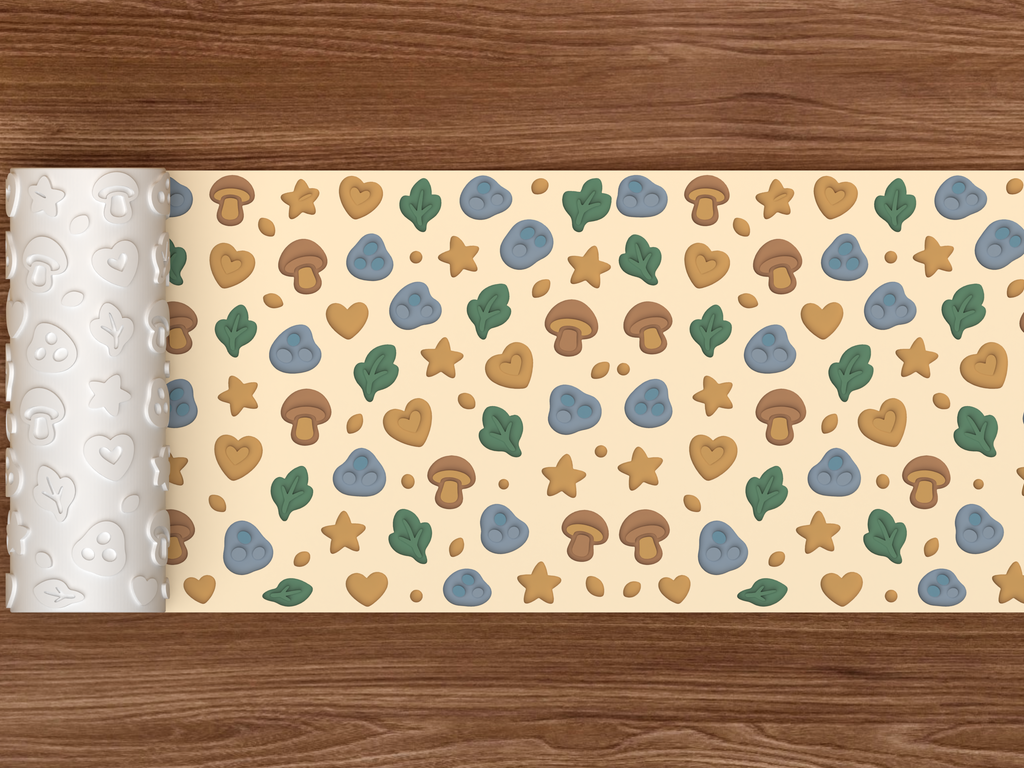 Fawn Forest Textured Roller STL File - 02 wide shot deboss colored