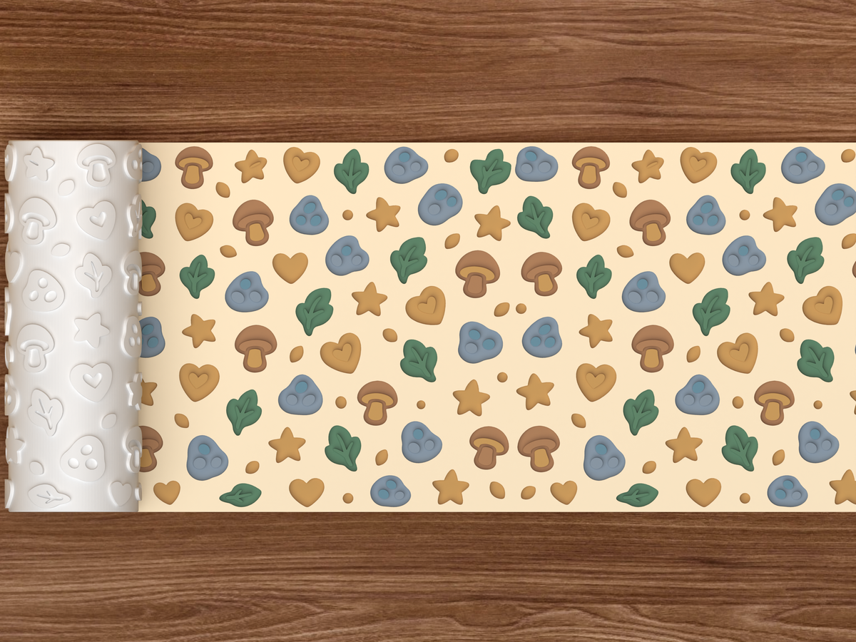 Fawn Forest Textured Roller STL File - 02 wide shot deboss colored