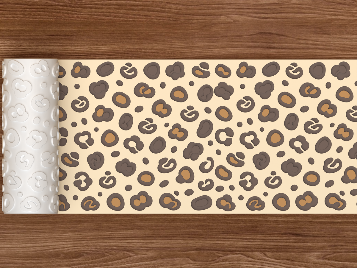 Leopard Animal Print Textured Roller STL File - 02 wide shot deboss colored