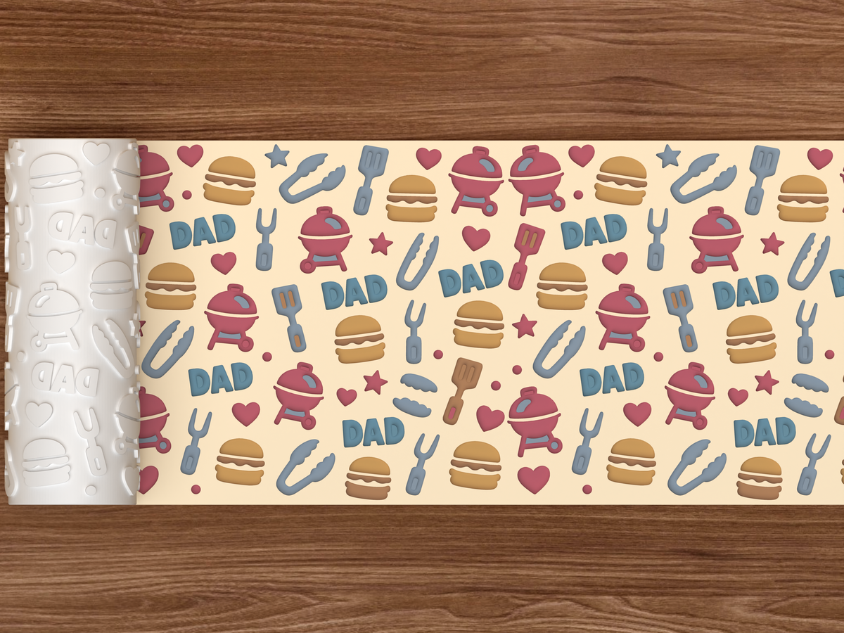 Father's Day BBQ Textured Roller - 02 wide shot deboss colored