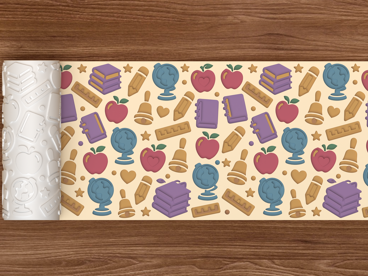 Teacher Appreciation Textured Roller STL File - 02 wide shot deboss colored