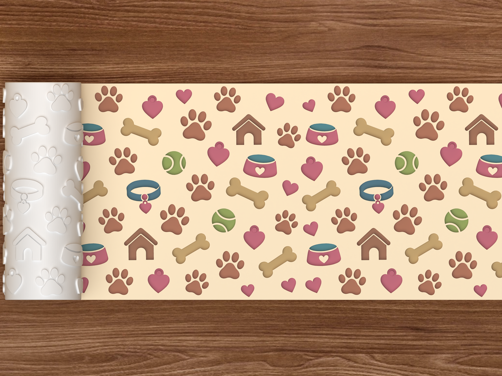 Dog Pet Textured Roller STL File - 02 wide shot deboss colored