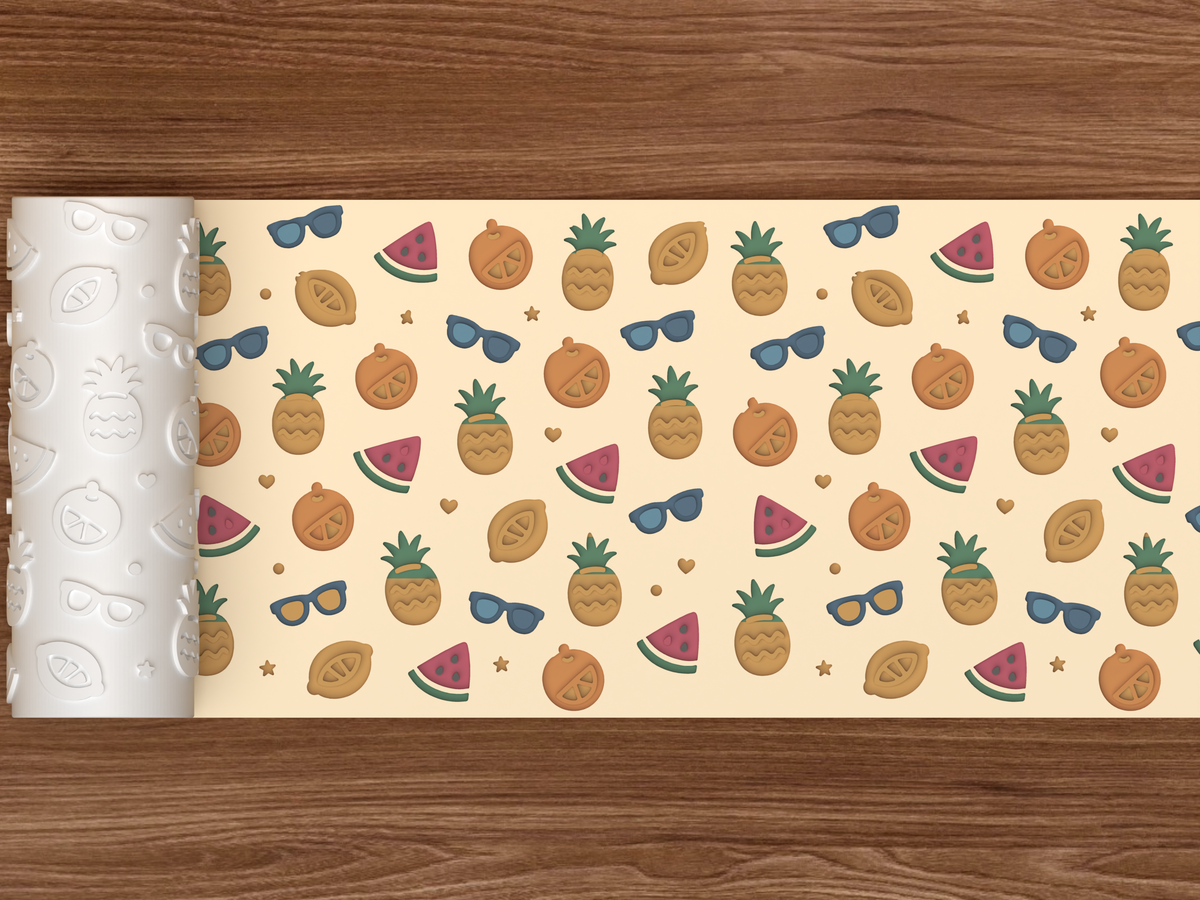 Summer Fruit Vacation Textured Roller - 02 wide shot deboss colored