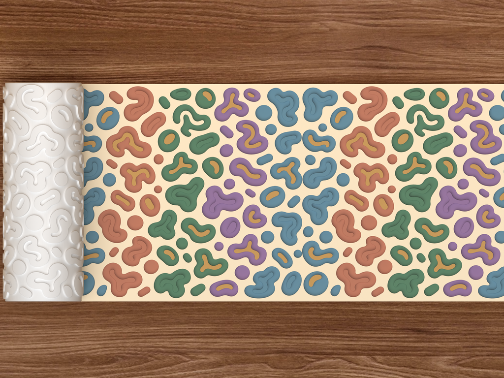 Abstract Amoeba Blob Textured Roller STL File - 02 wide shot deboss colored