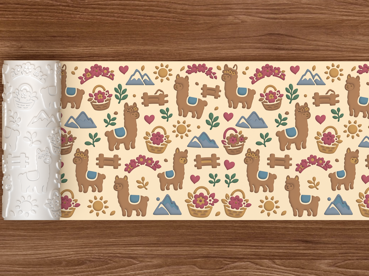 Alpaca Flower Farm Textured Roller - 02 wide shot deboss colored