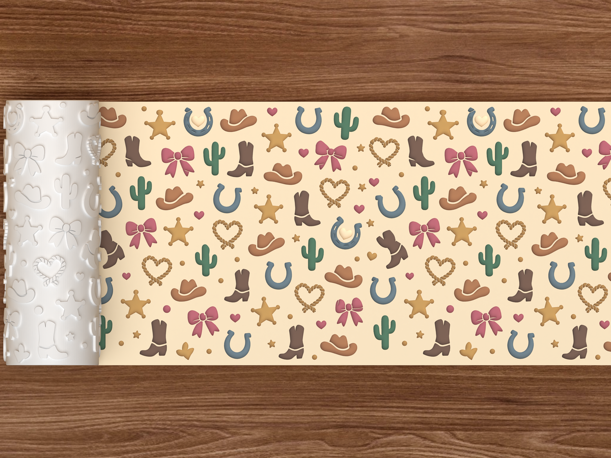 Western Cowboy Textured Roller - 02 wide shot deboss colored