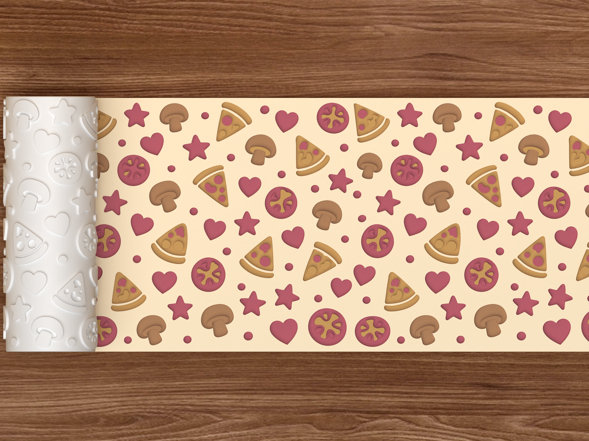 Pizza Party Textured Roller - 02 wide shot deboss colored