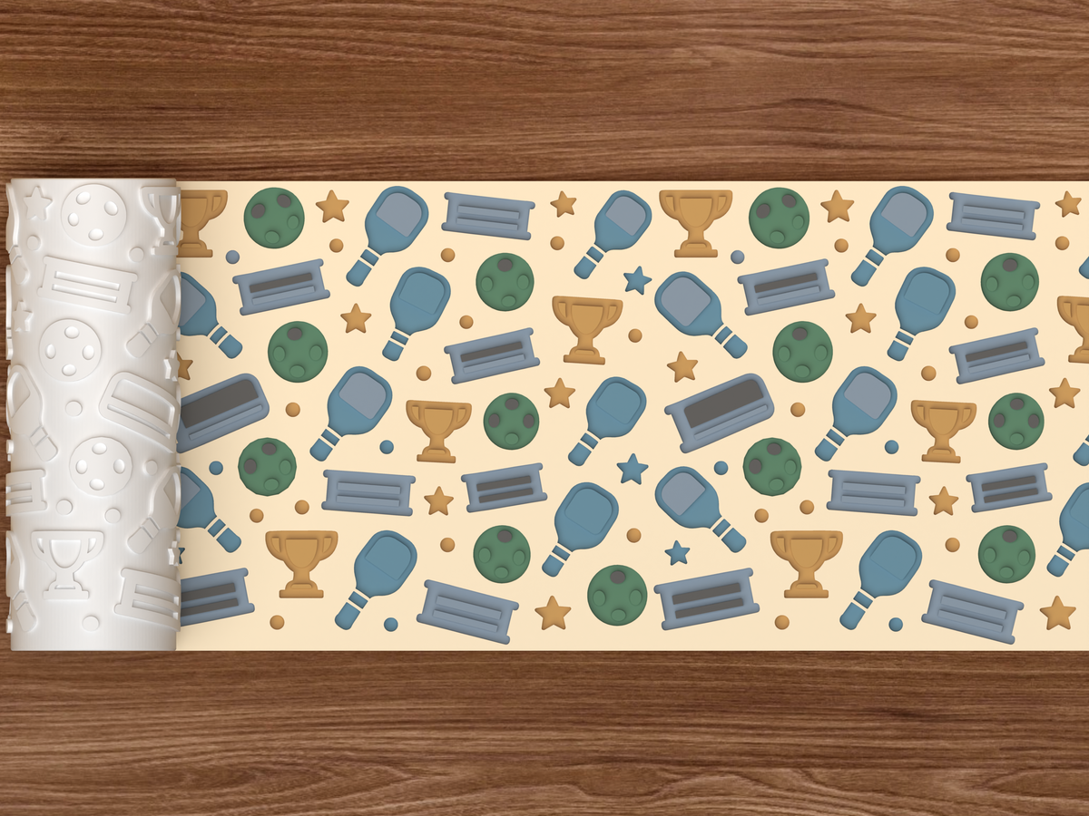 Pickleball Awards Textured Roller - 02 wide shot deboss colored