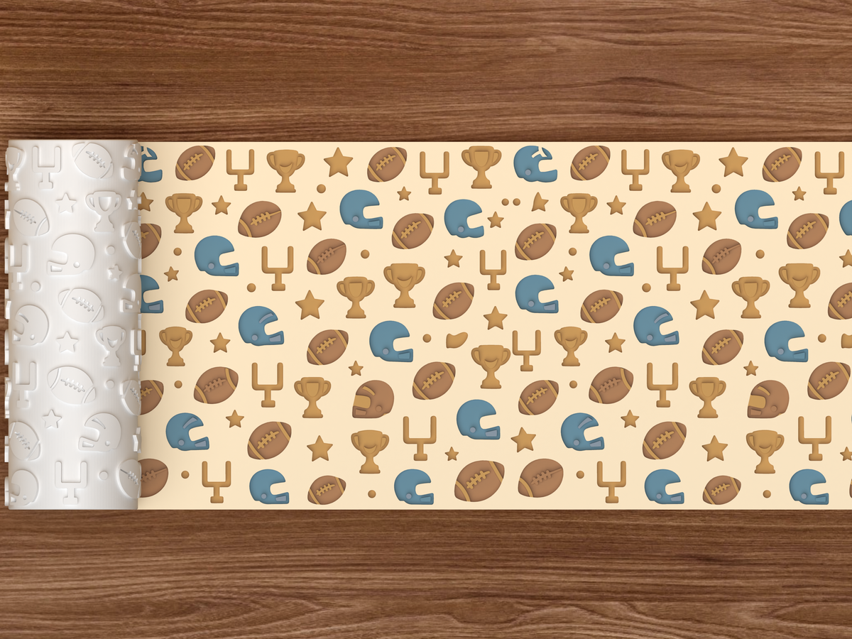 American Football Game Day Textured Roller - 02 wide shot deboss colored