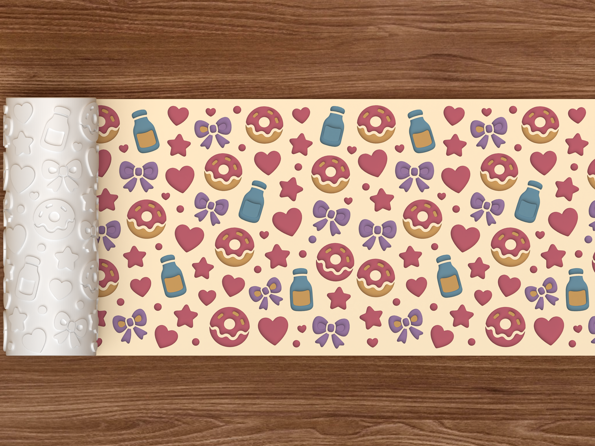 Sweet Treats Textured Roller STL File - 02 wide shot deboss colored