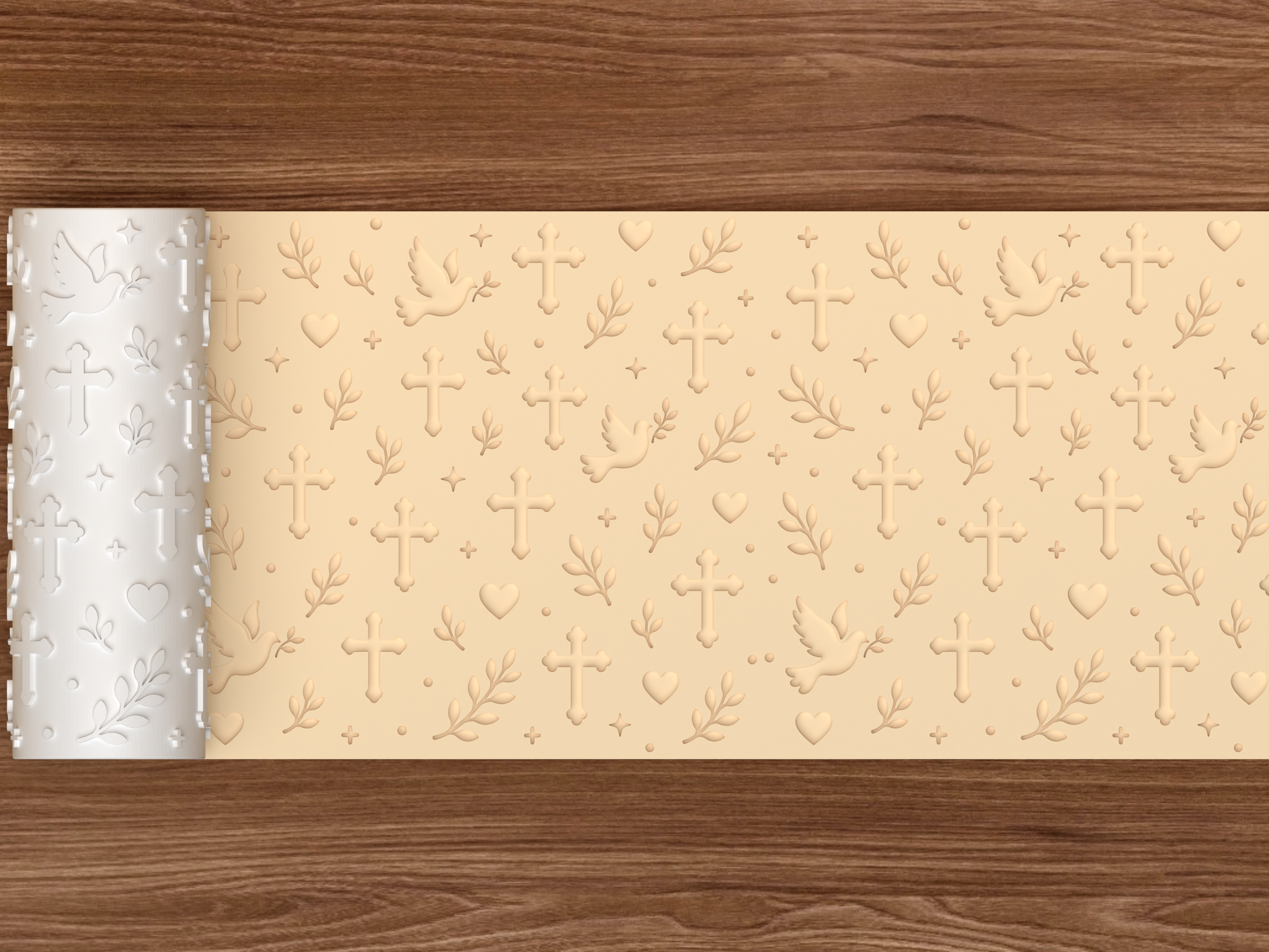 Faith & Dove Textured Roller STL File - 02 wide shot deboss