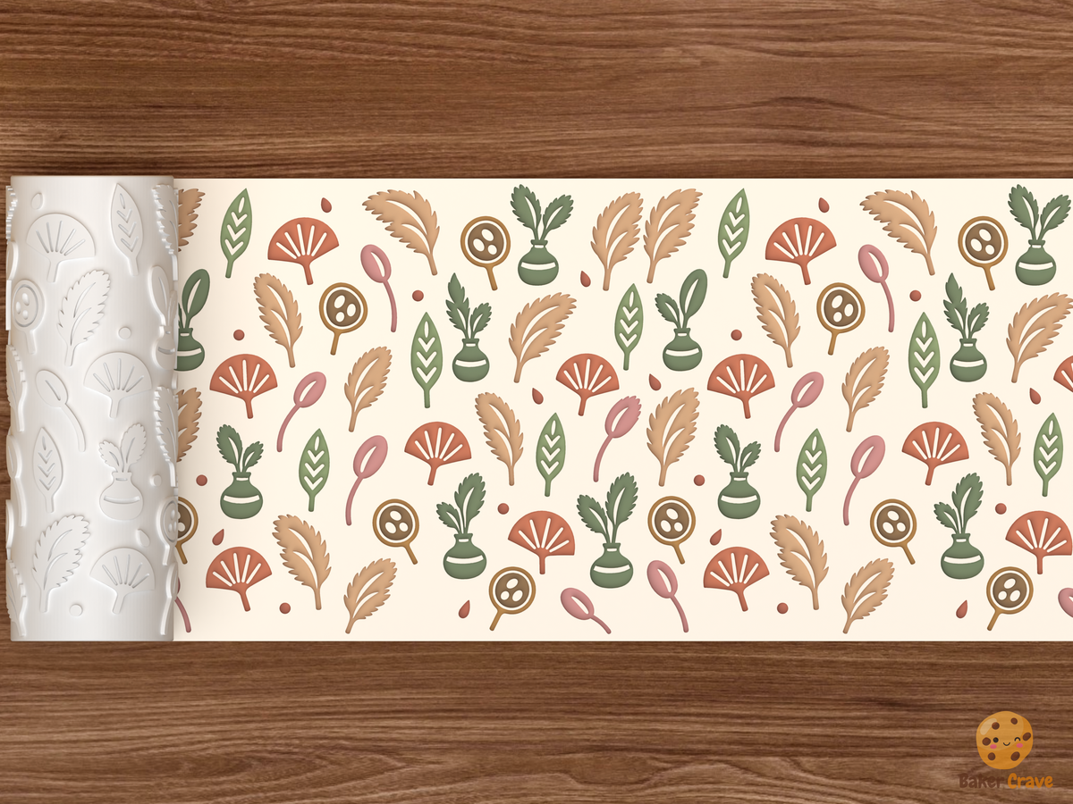 Boho Pampas Dried Florals Textured Roller