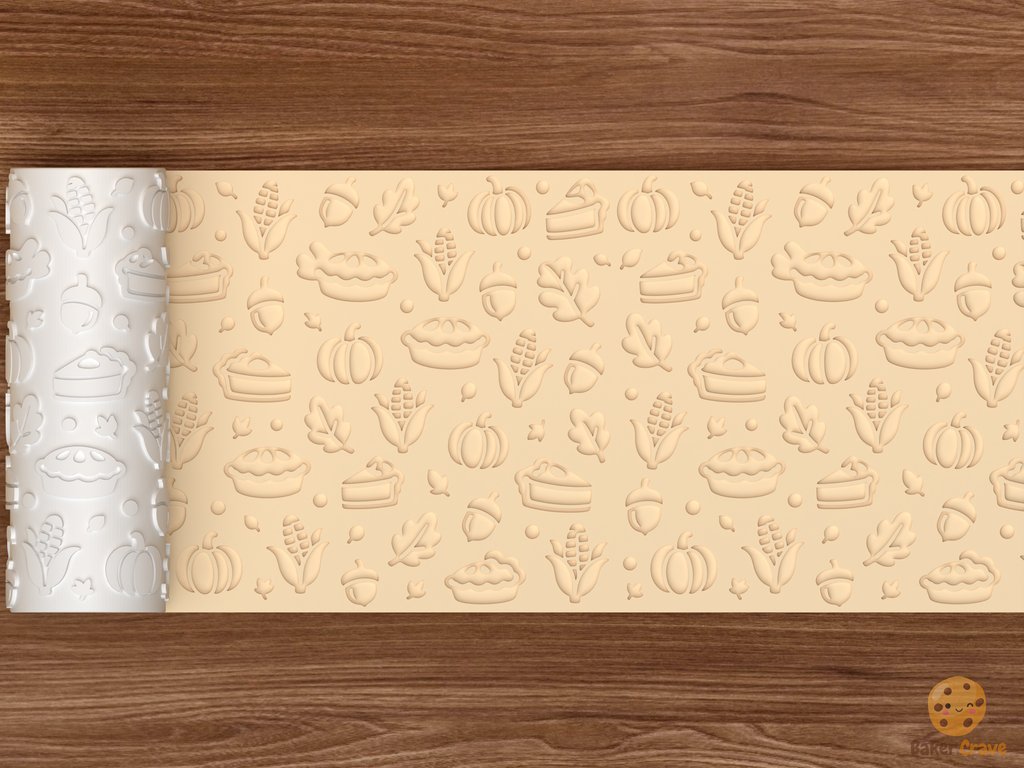 Thanksgiving Harvest Textured Roller STL File - 02 wide shot deboss