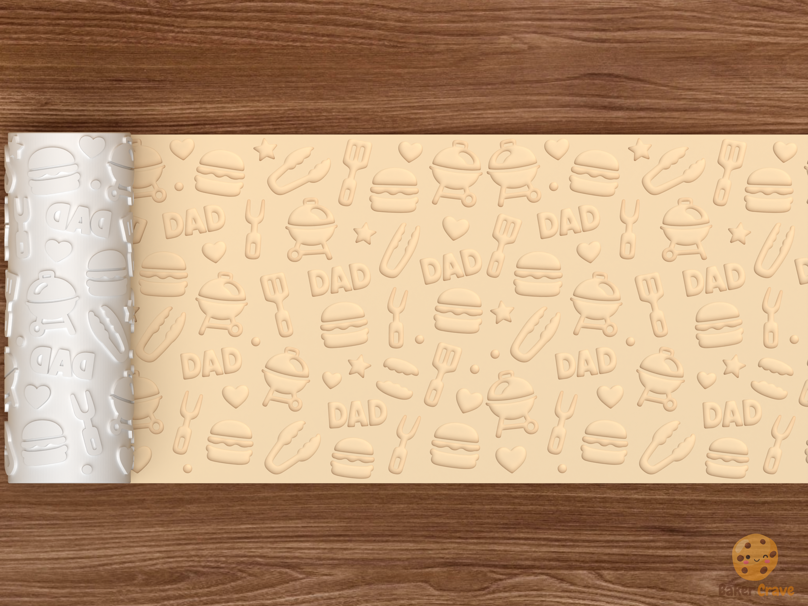 Father's Day BBQ Textured Roller STL File