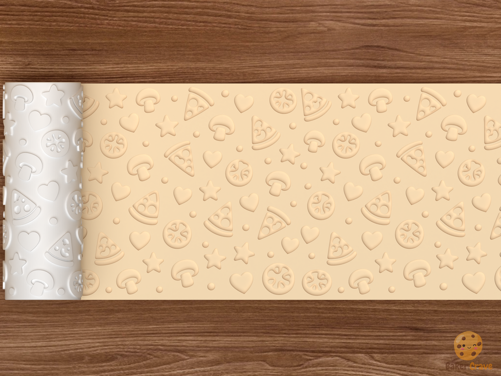 Pizza Party Textured Roller STL File - 02 wide shot deboss