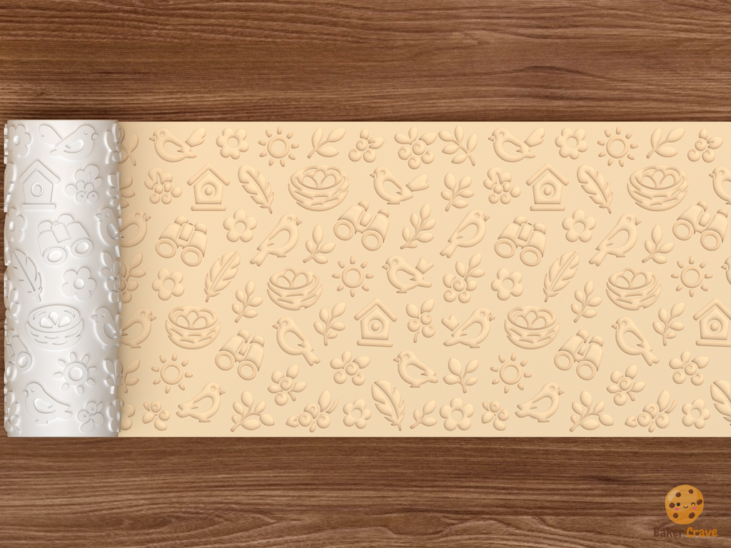 Birdwatching Garden Textured Roller STL File
