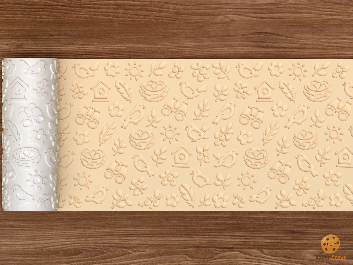 Birdwatching Garden Textured Roller STL File