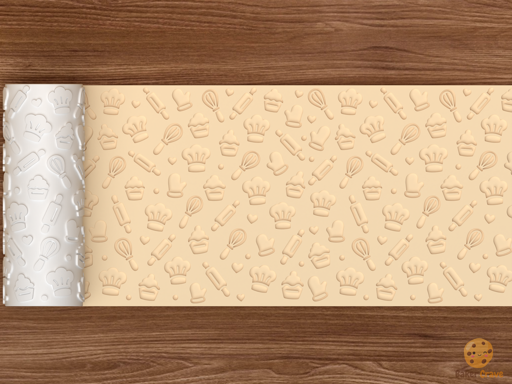 Baking Kitchen Chef Textured Roller STL File - 02 wide shot deboss