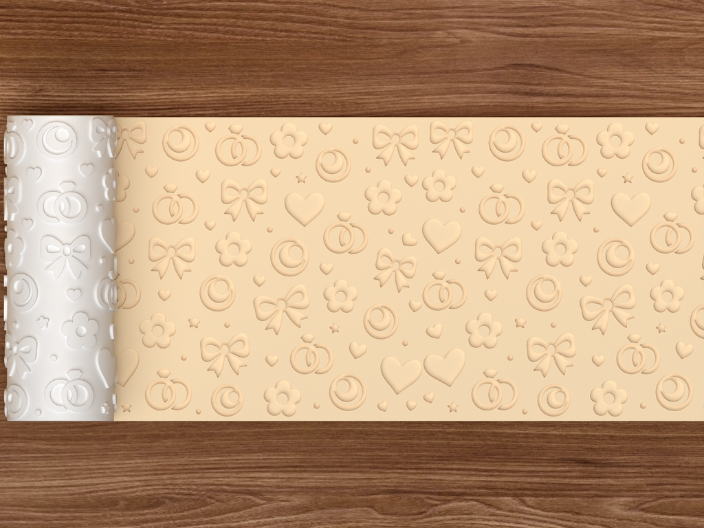 Romantic Wedding Textured Roller STL File - 02 wide shot deboss