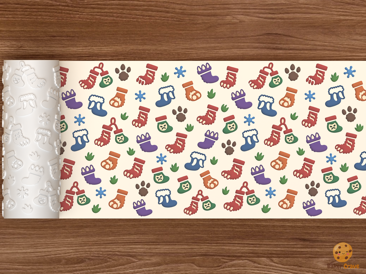 Grumpy Monster Foot Christmas Stockings Textured Roller