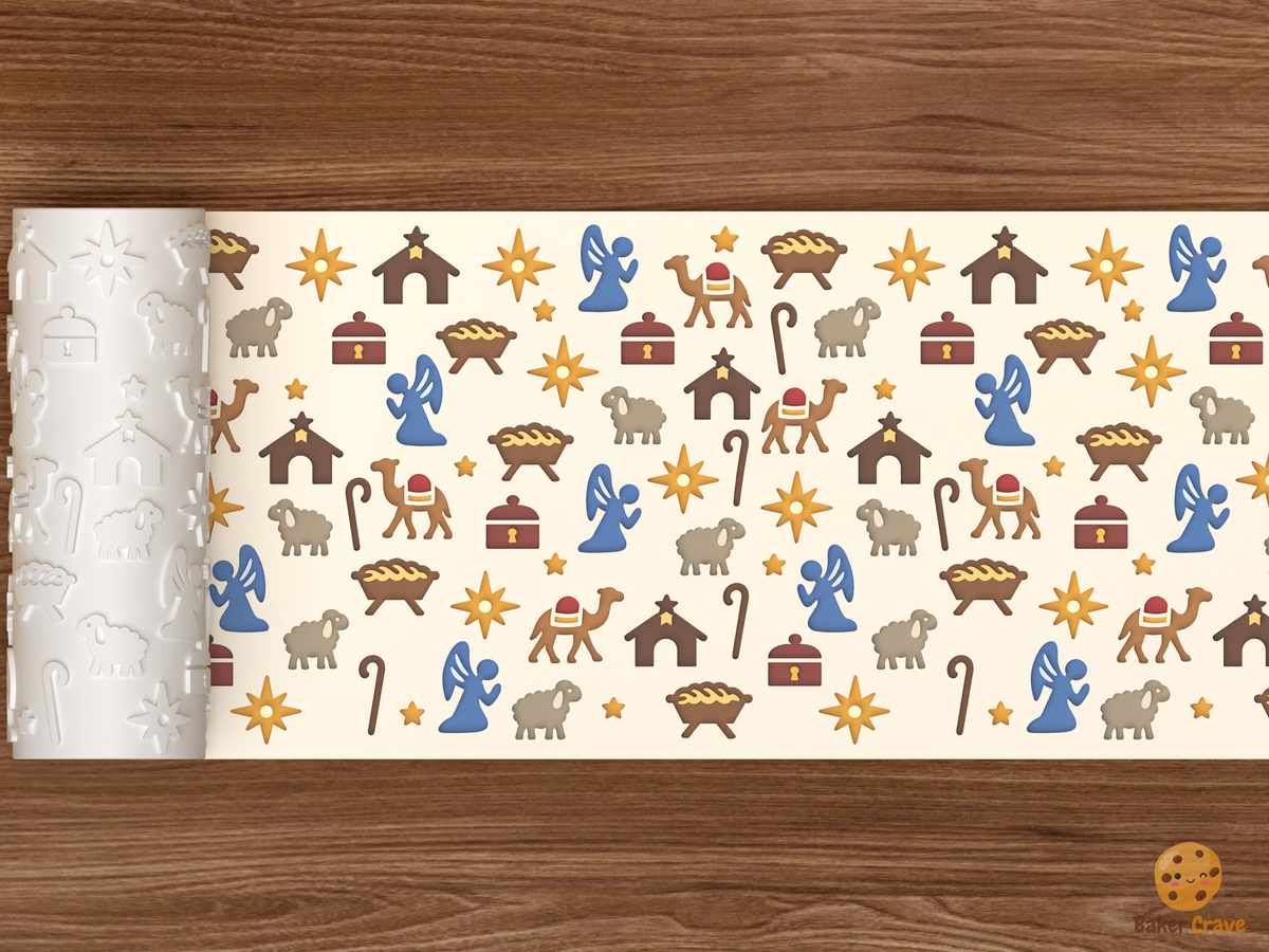 Christmas Nativity Symbols Textured Roller STL File